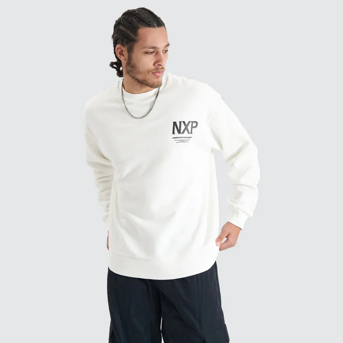 NENA & PASADENA Mens Federation Heavy Relaxed Sweater - Natural White - Image 2