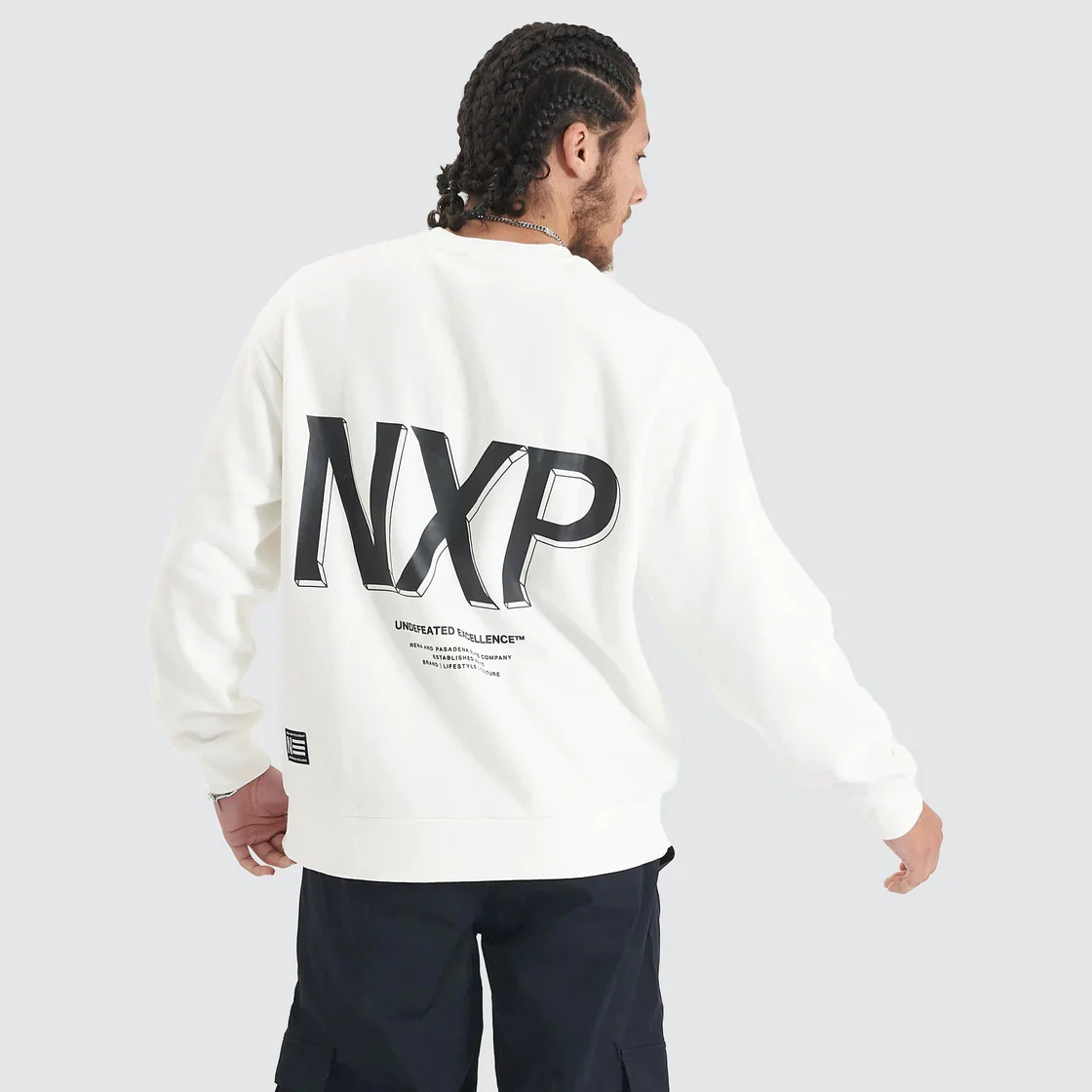 NENA & PASADENA Mens Federation Heavy Relaxed Sweater - Natural White - Image 4