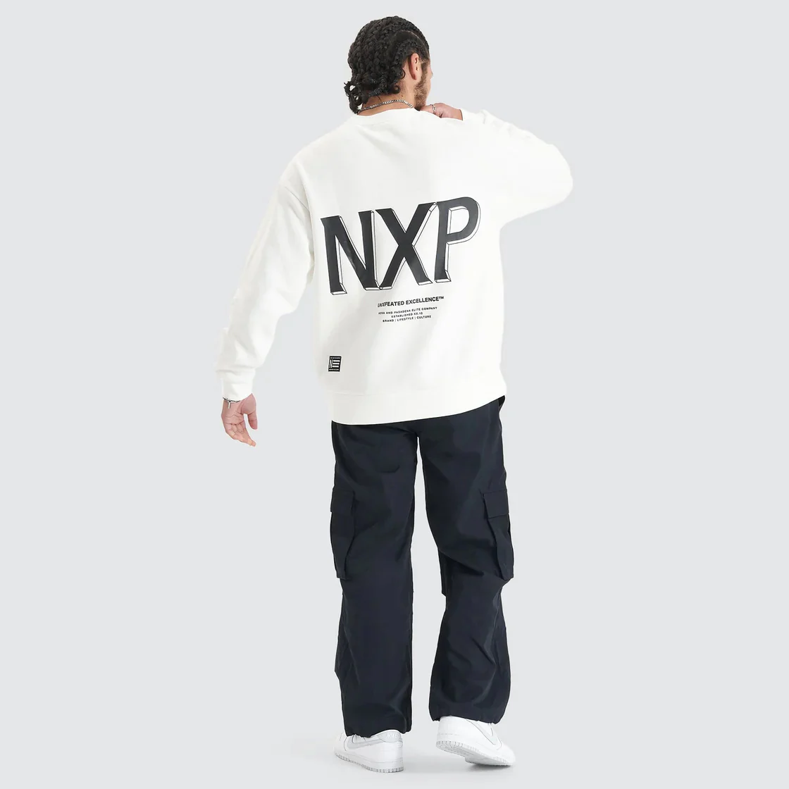 NENA & PASADENA Mens Federation Heavy Relaxed Sweater - Natural White - Image 5