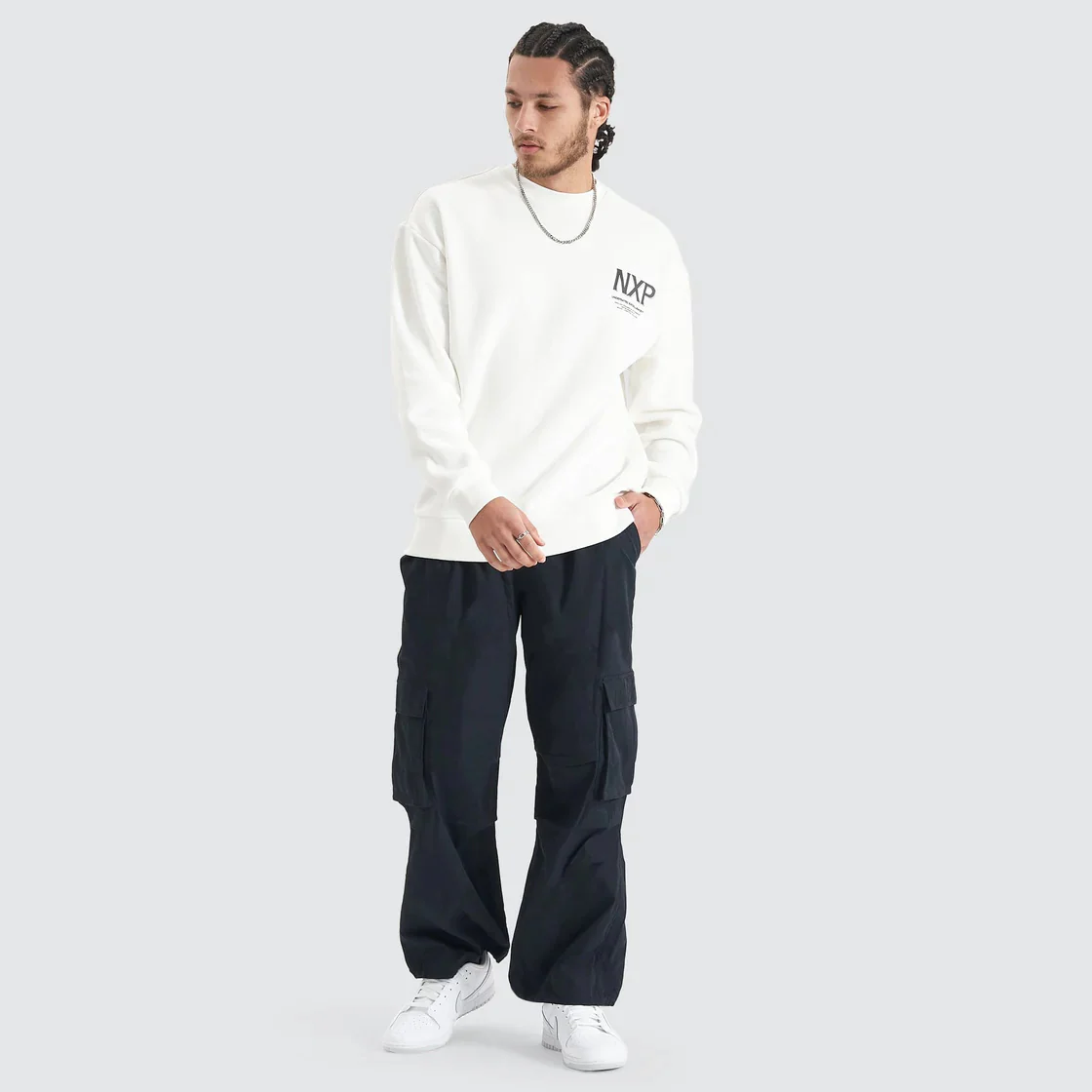 NENA & PASADENA Mens Federation Heavy Relaxed Sweater - Natural White - Image 6