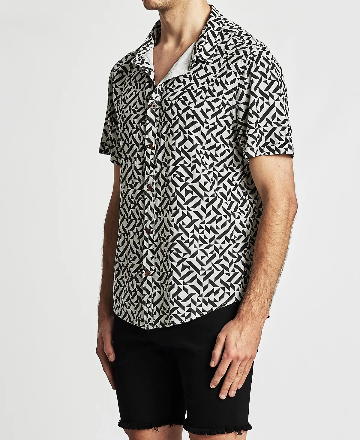 Nena Pasadena MENS HYPNOTIZE SHORT SLEEVE PARTY SHIRT BLACK-WHITE - Image 2