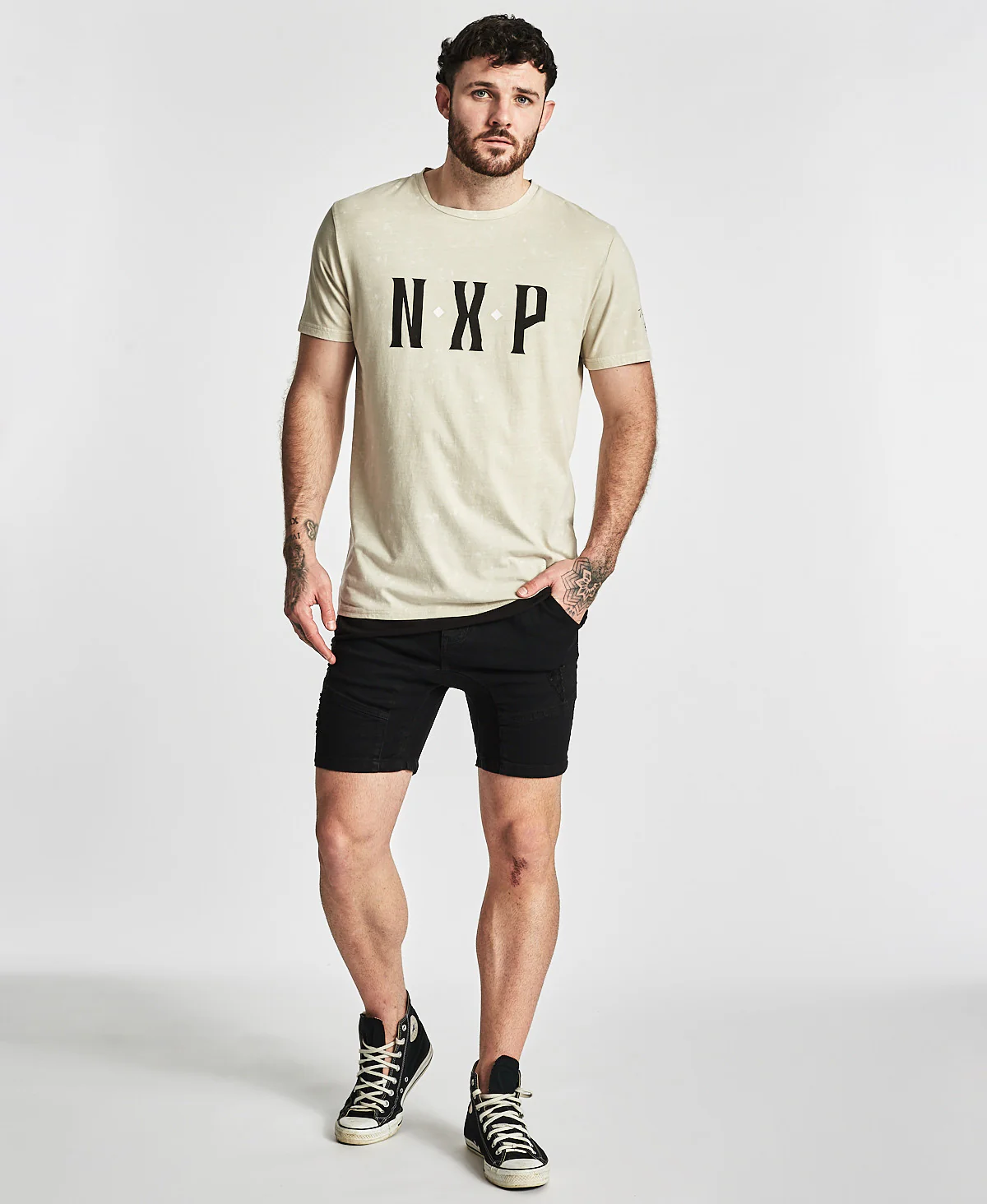 Nena Pasadena MENS IS IT LIVE STANDARD FIT TEE SHIRT WITH LAYERED HEM ACID STONE - Image 2