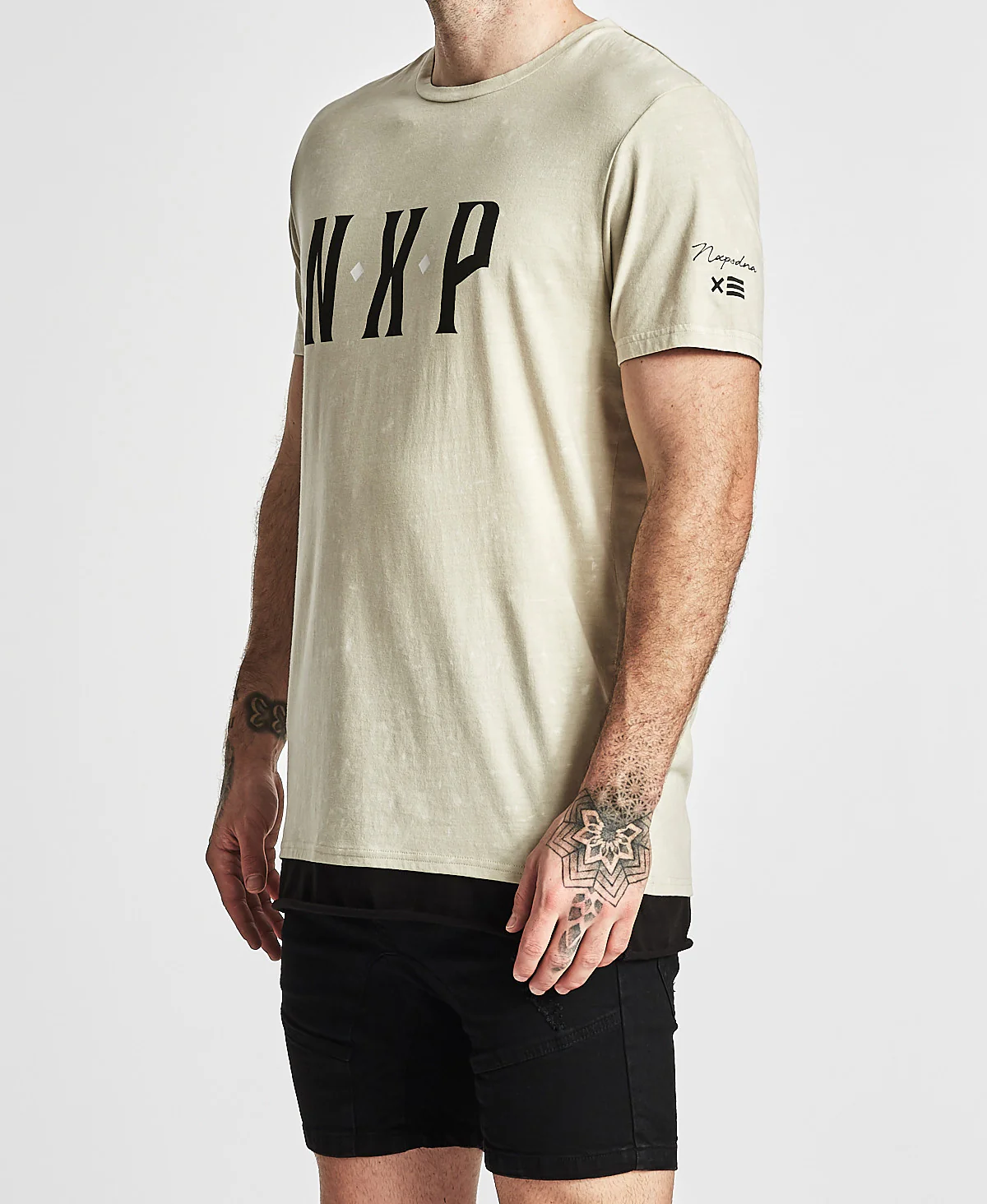 Nena Pasadena MENS IS IT LIVE STANDARD FIT TEE SHIRT WITH LAYERED HEM ACID STONE - Image 3