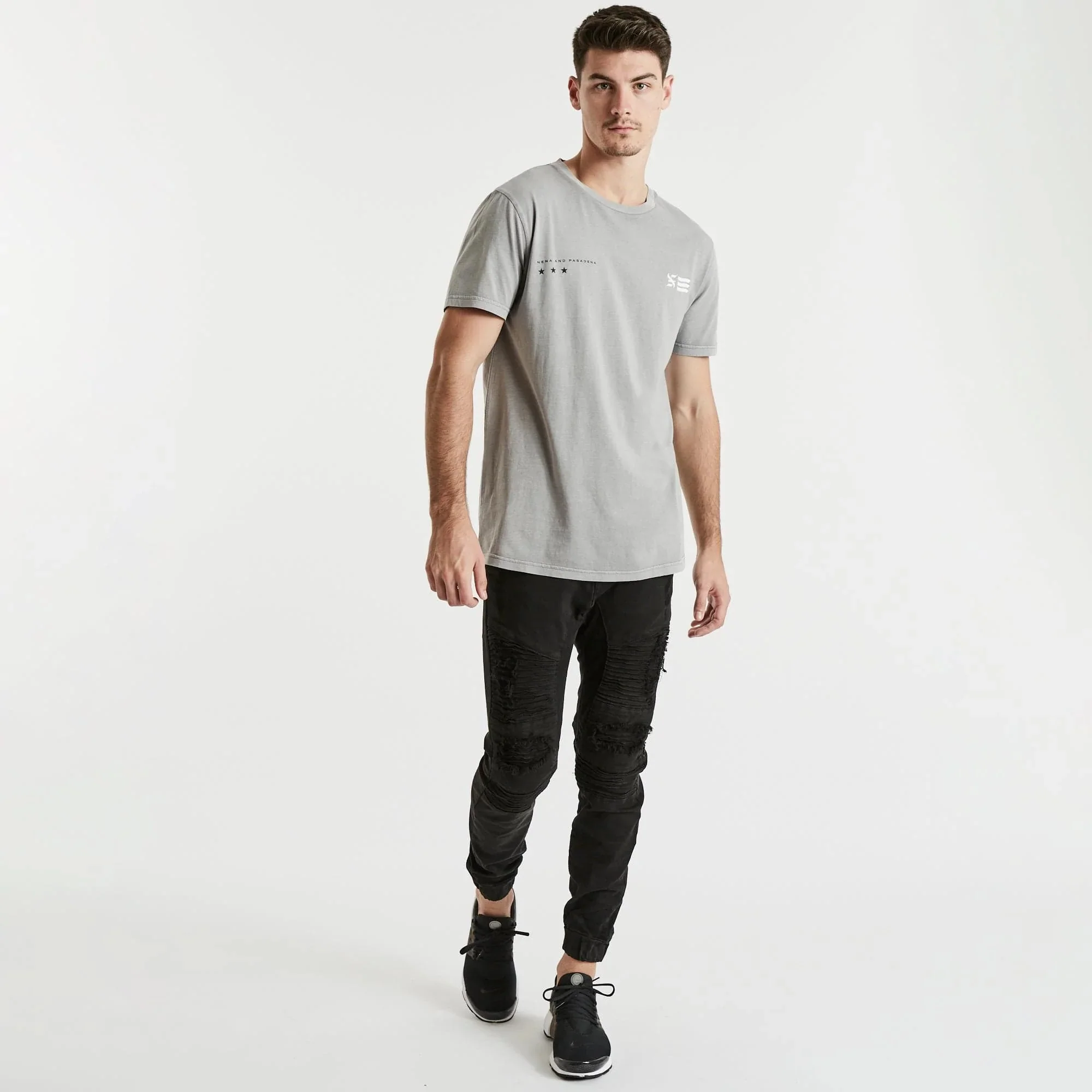 NENA & PASADENA Mens Let Loose Cape Back Tee Shirt Pigment Alloy - Image 3