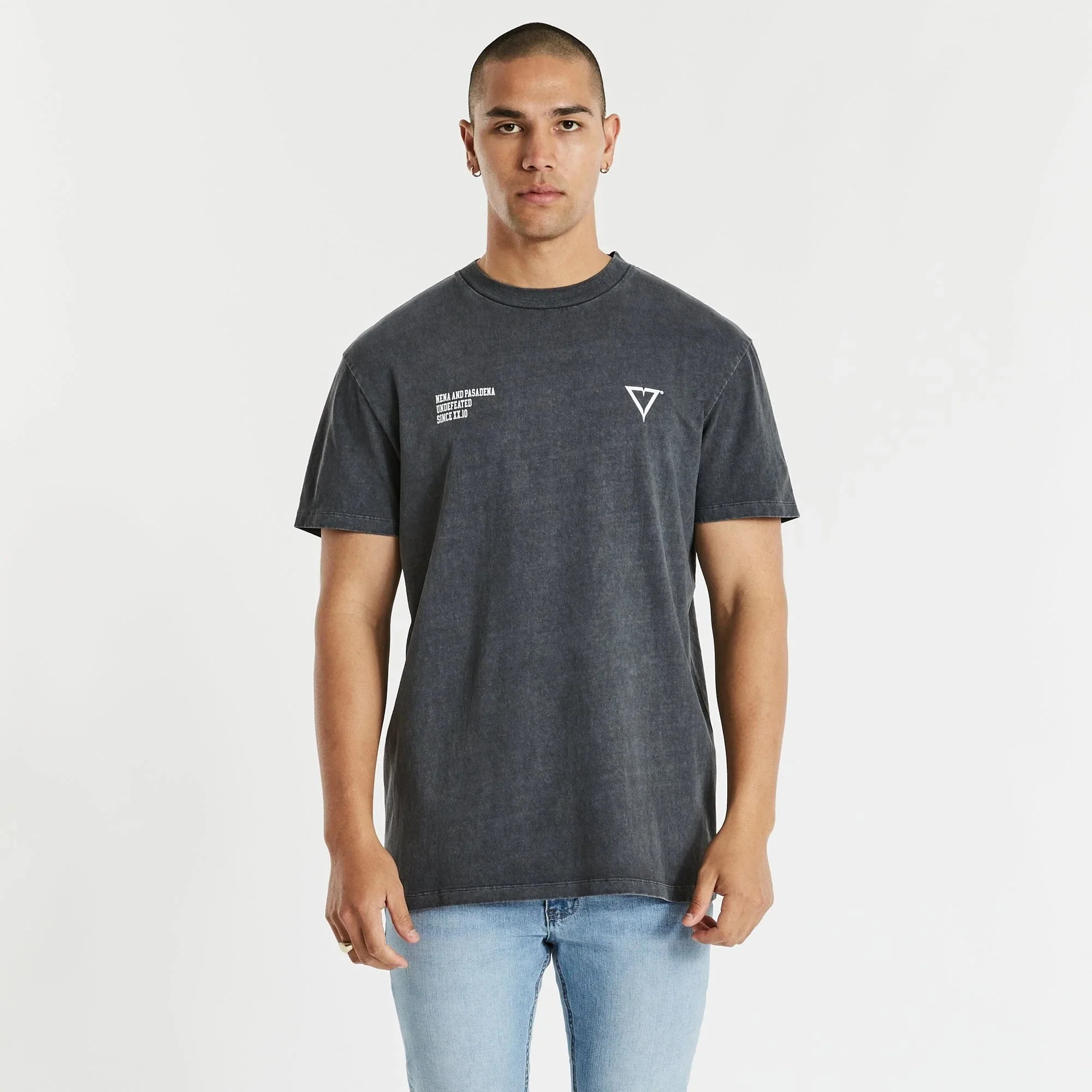 NENA & PASADENA Mens Mansion Relaxed Tee Shirt Pigment Asphalt - Image 9
