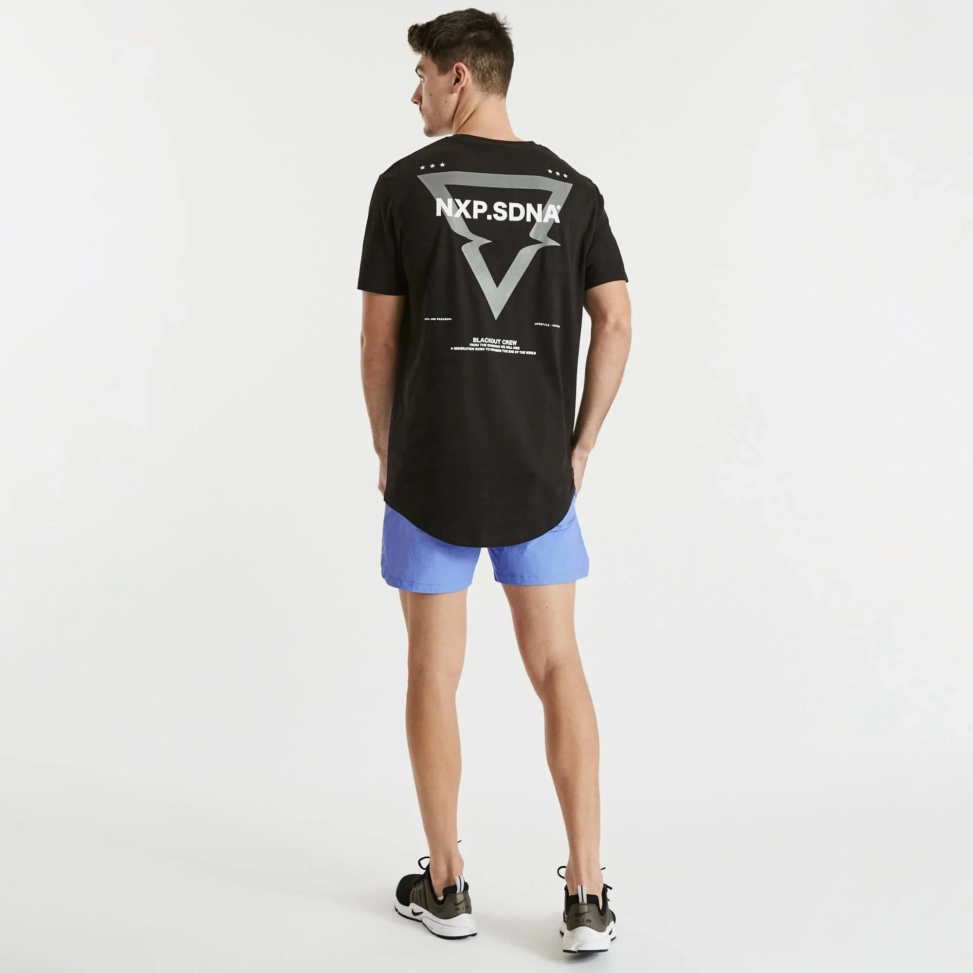 NENA & PASADENA Mens Spirit Cape Back Tee Shirt Jet Black - Image 3