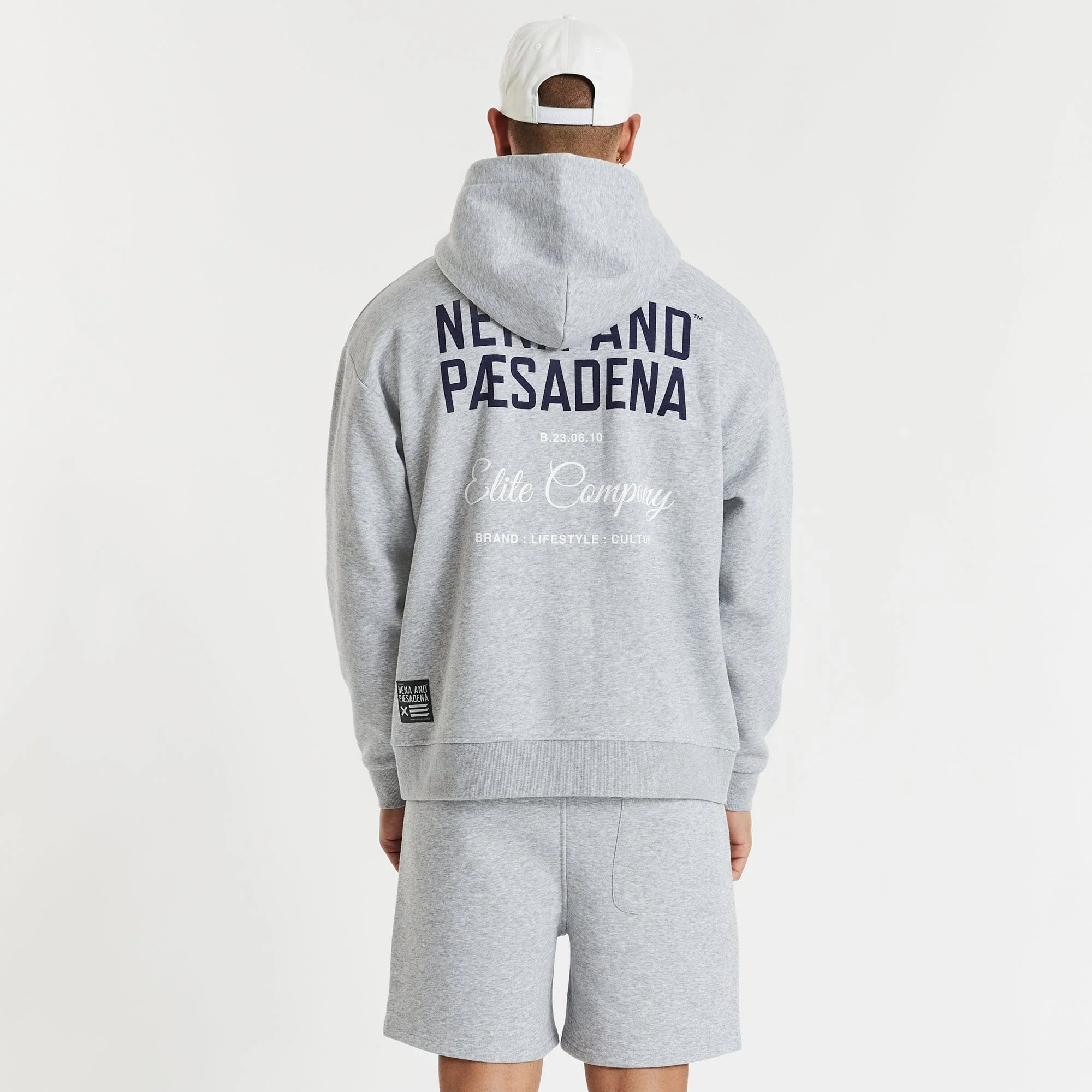 NENA & PASADENA Mens Tournament Relaxed Hoodie Sweater Grey Marle - Image 16