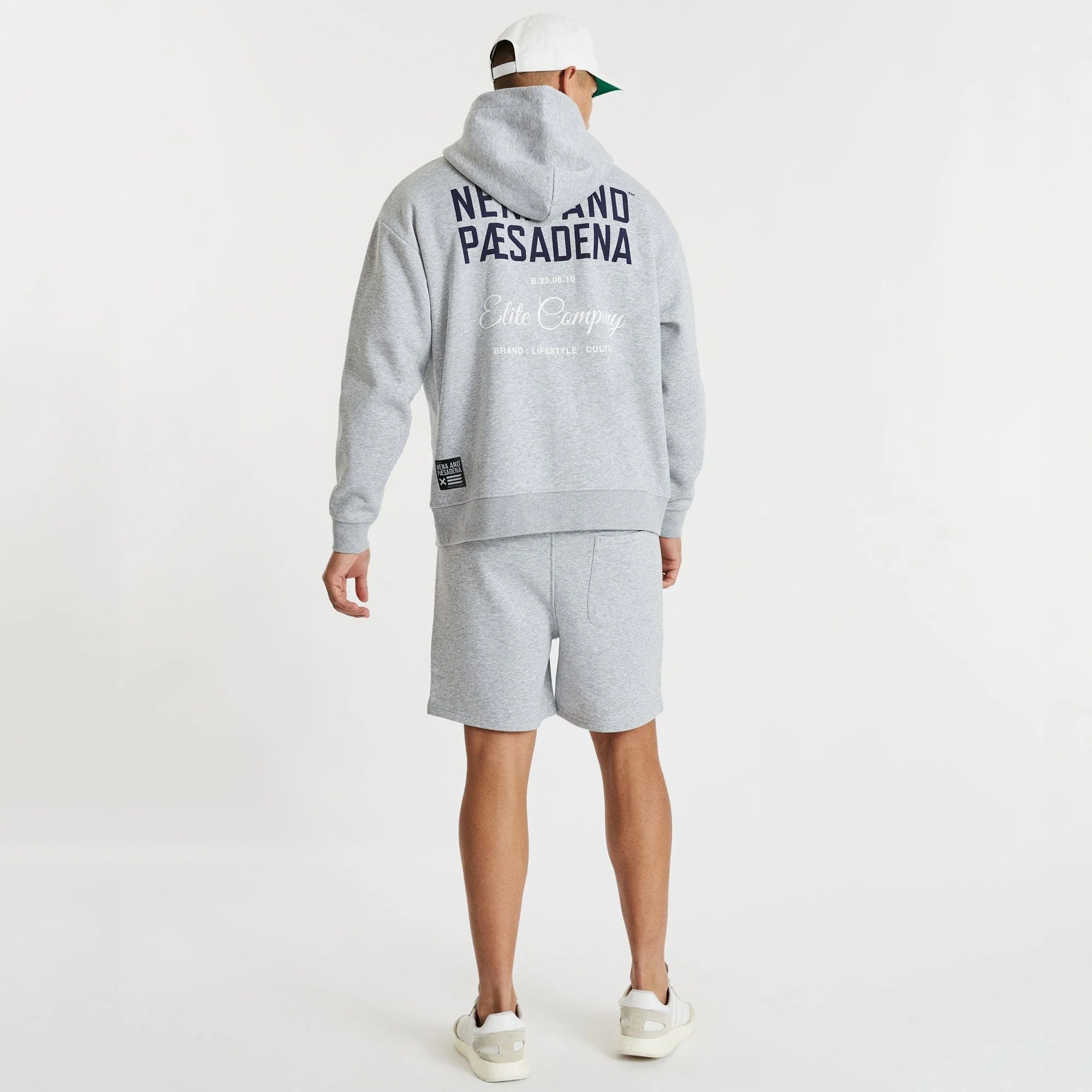 NENA & PASADENA Mens Tournament Relaxed Hoodie Sweater Grey Marle - Image 7