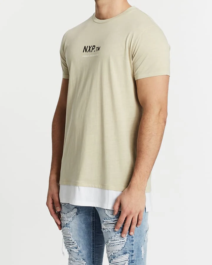 Nena Pasadena MENS UNBROKEN STANDARD LAYERED HEM TEE - PIGMENT SAND - Image 3