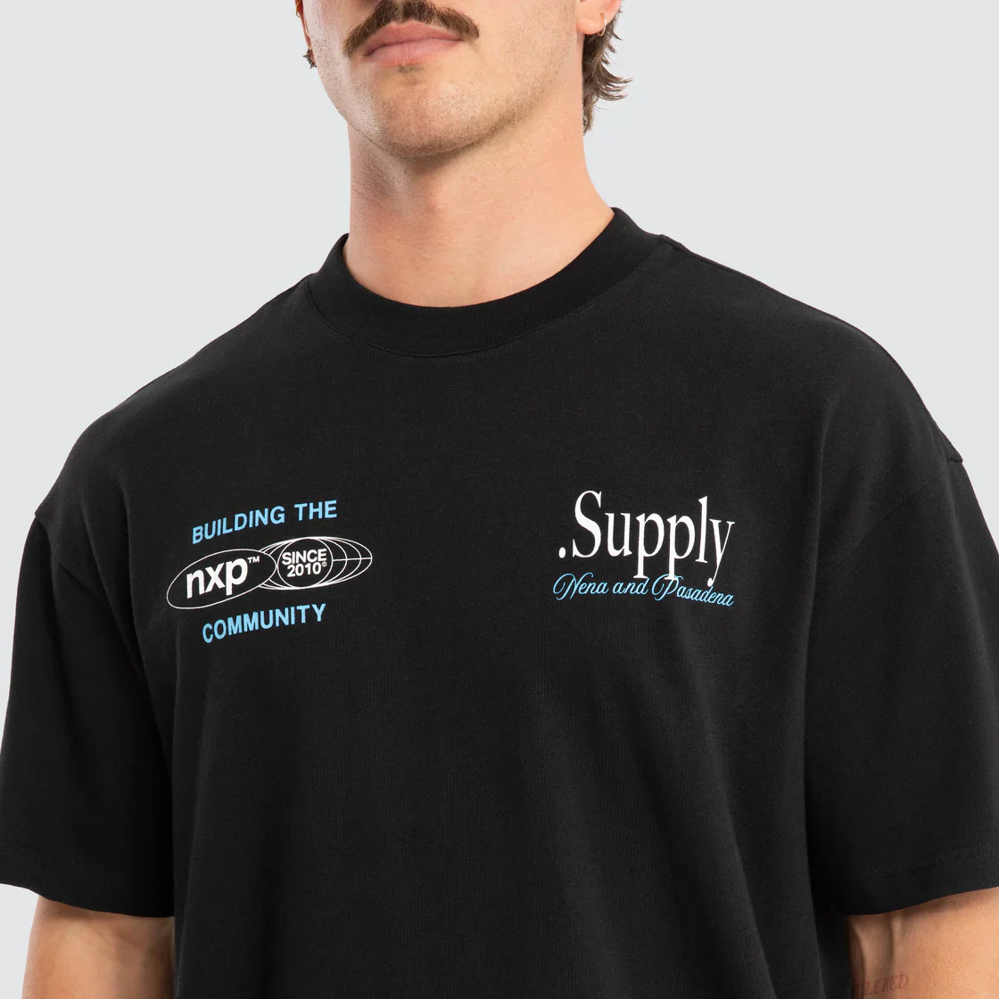 NENA & PASADENA Mens Union Raptor Tee in Anthracite Black - Image 3