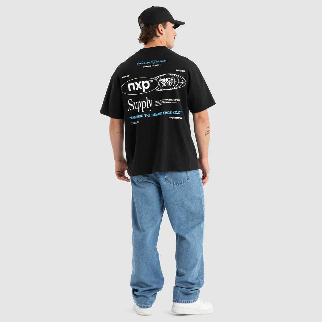 NENA & PASADENA Mens Union Raptor Tee in Anthracite Black - Image 5