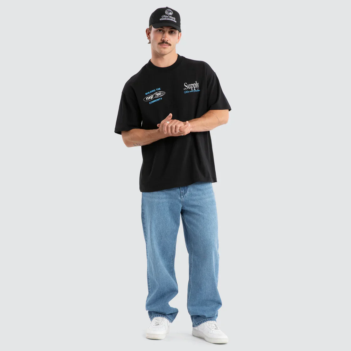 NENA & PASADENA Mens Union Raptor Tee in Anthracite Black - Image 6