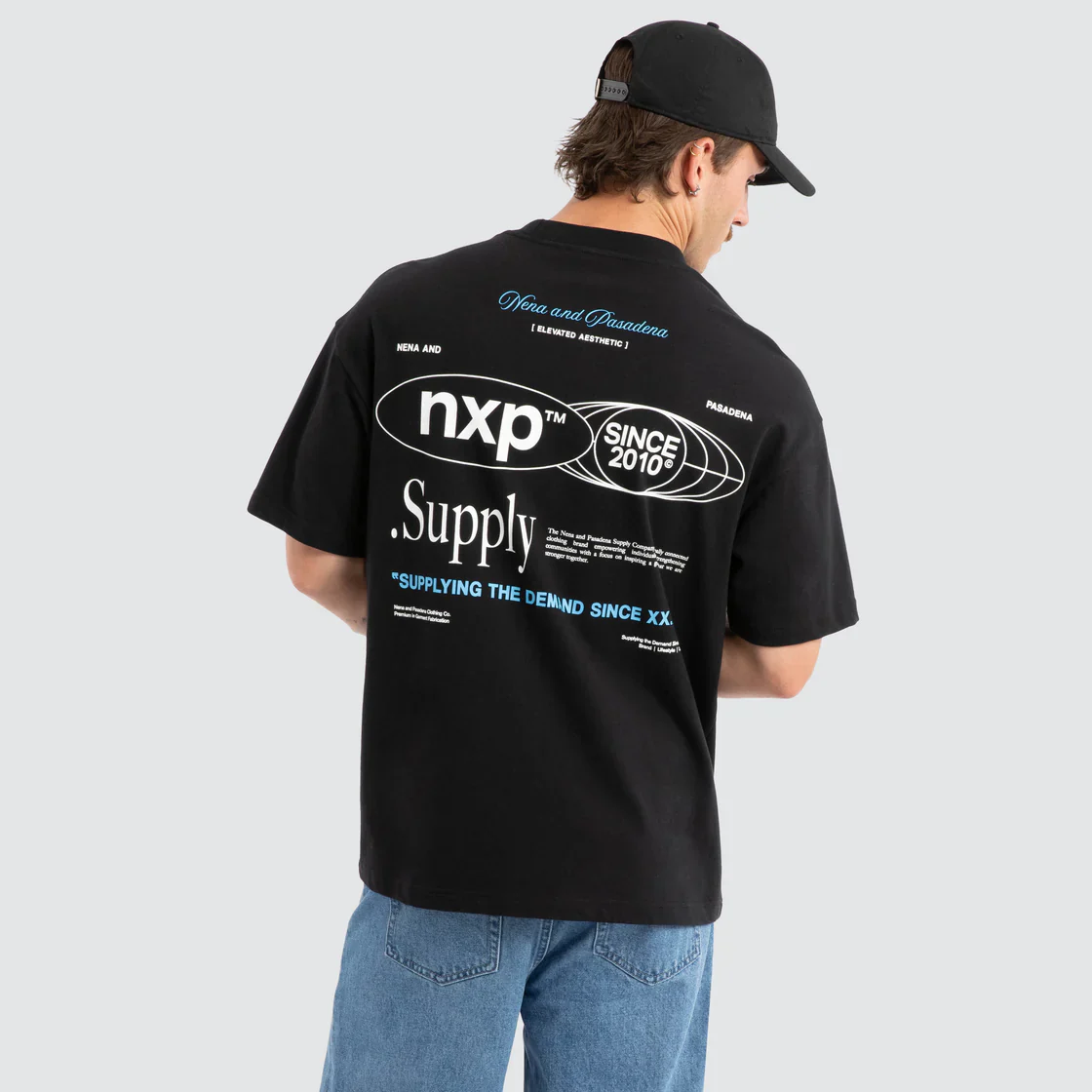 NENA & PASADENA Mens Union Raptor Tee in Anthracite Black - Image 7