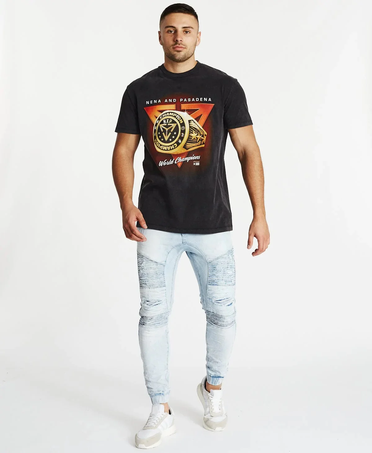 NENA & PASADENA Mens Visual Relaxed Tee Mineral Black - Image 4