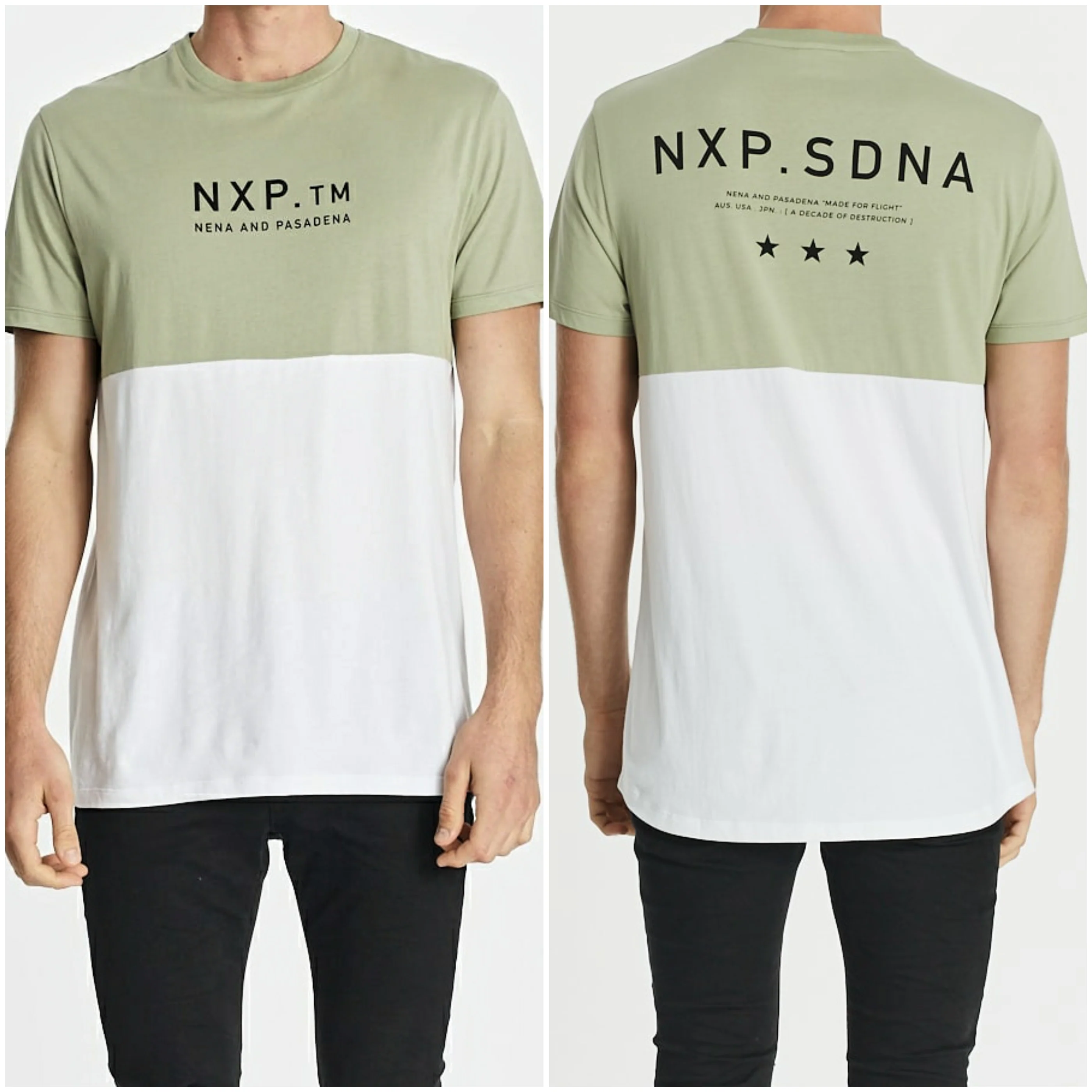 NENA & PASADENA Mens World Wide Scoop Back Tee Shirt - Pigment Tea - Image 2