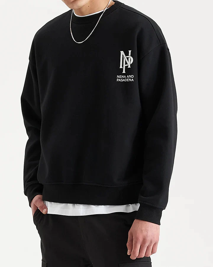 NENA & PASADENA Mens Wright Sweater - Jet Black - Image 2
