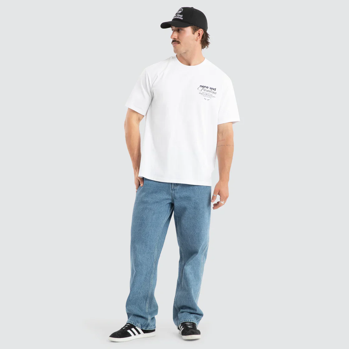 NENA & PASADENA Mens Written Classic Tee in White - Image 2