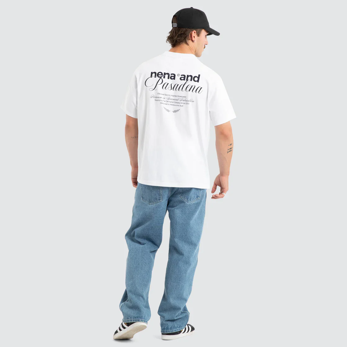 NENA & PASADENA Mens Written Classic Tee in White - Image 3