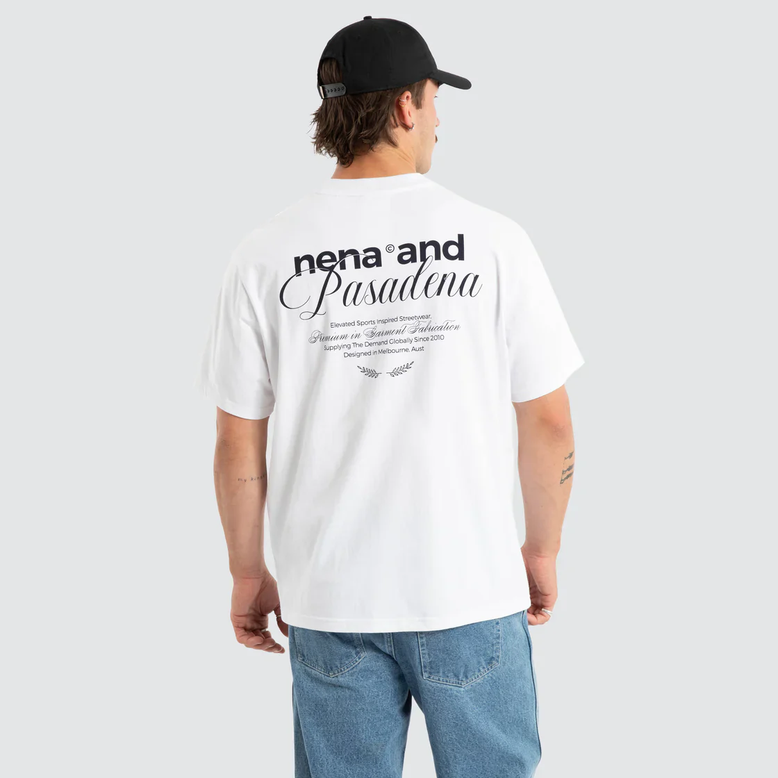 NENA & PASADENA Mens Written Classic Tee in White - Image 6