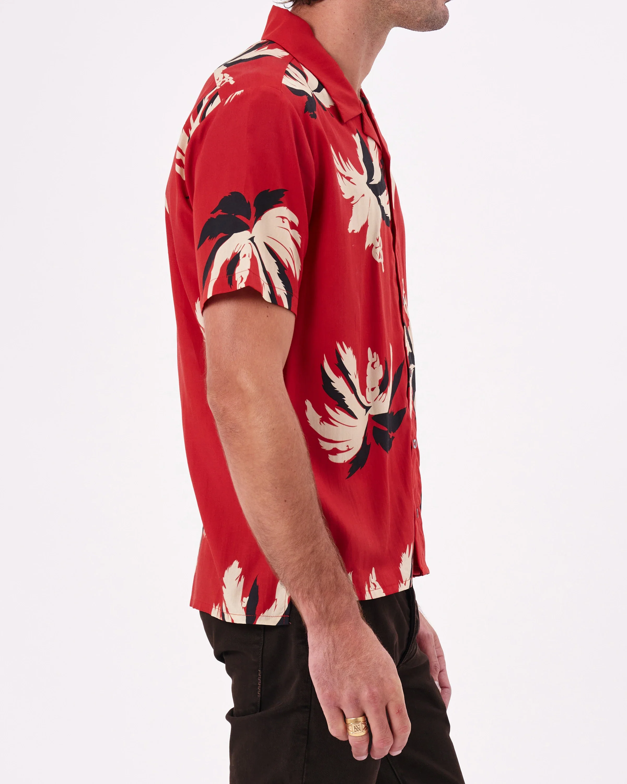 NEUW Mens Cave Short Sleeve Shirt Sabal - Vermillion - Image 3