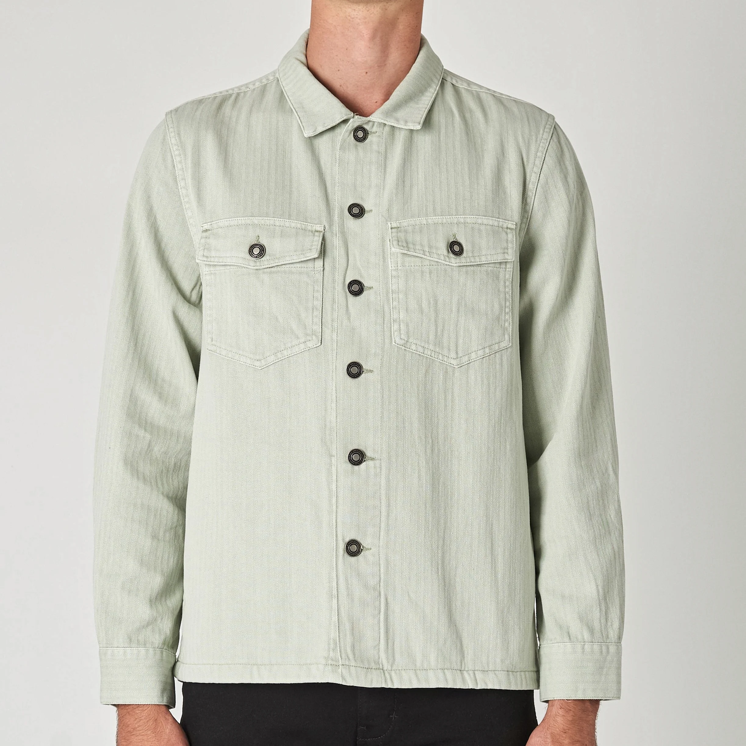 NEUW Mens Kalte Overshirt - Organic Washed Sage - Image 3