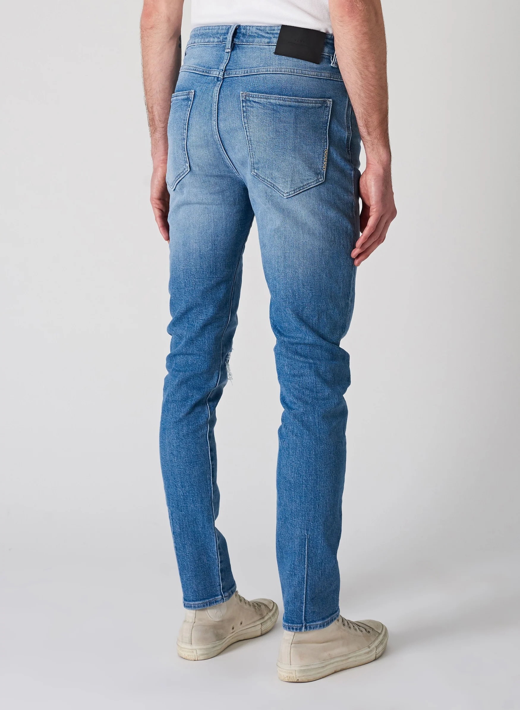 Neuw MENS RAY TAPERED SLIM JEANS - BLUE KIMBIE TORN - Image 4