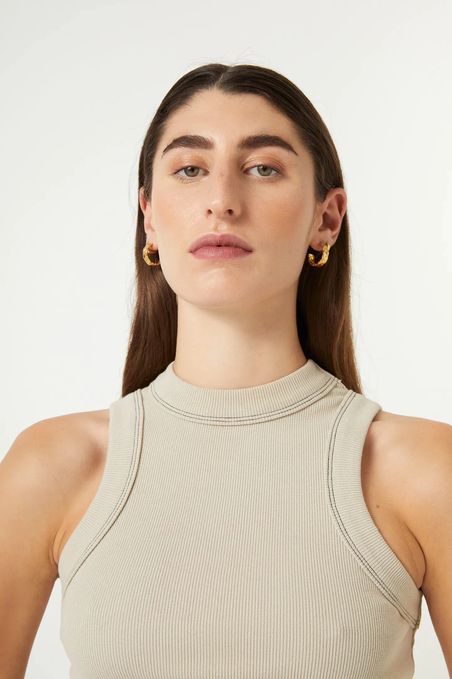 NEUW Womens Jonesy Recut Rib Singlet Sand - Image 4