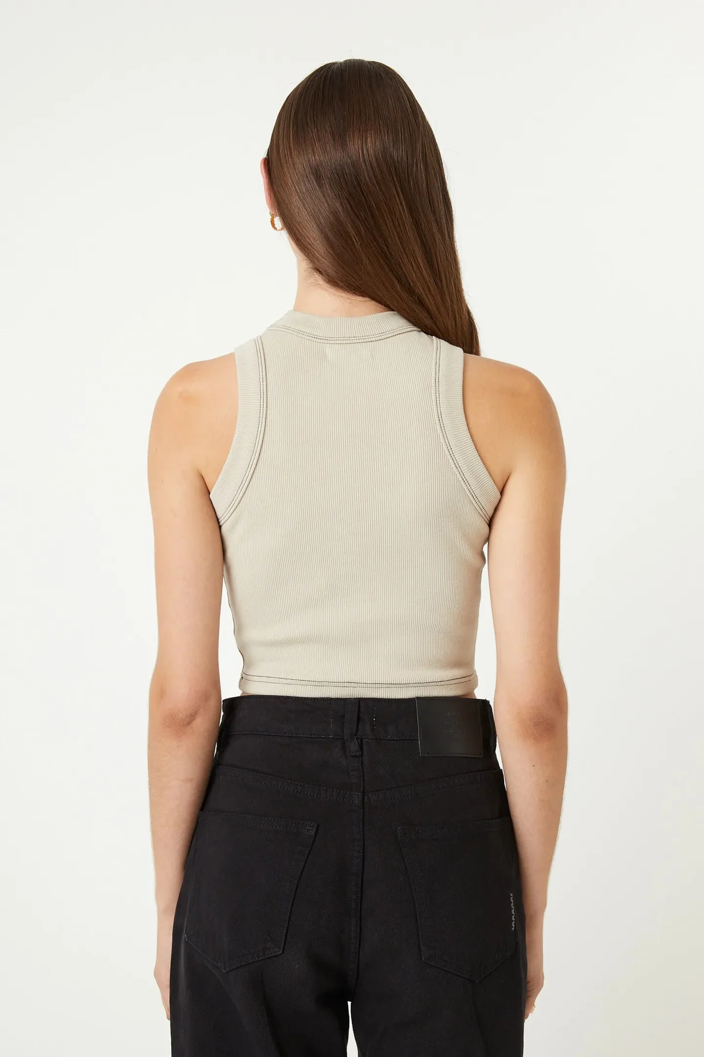 NEUW Womens Jonesy Recut Rib Singlet Sand - Image 5