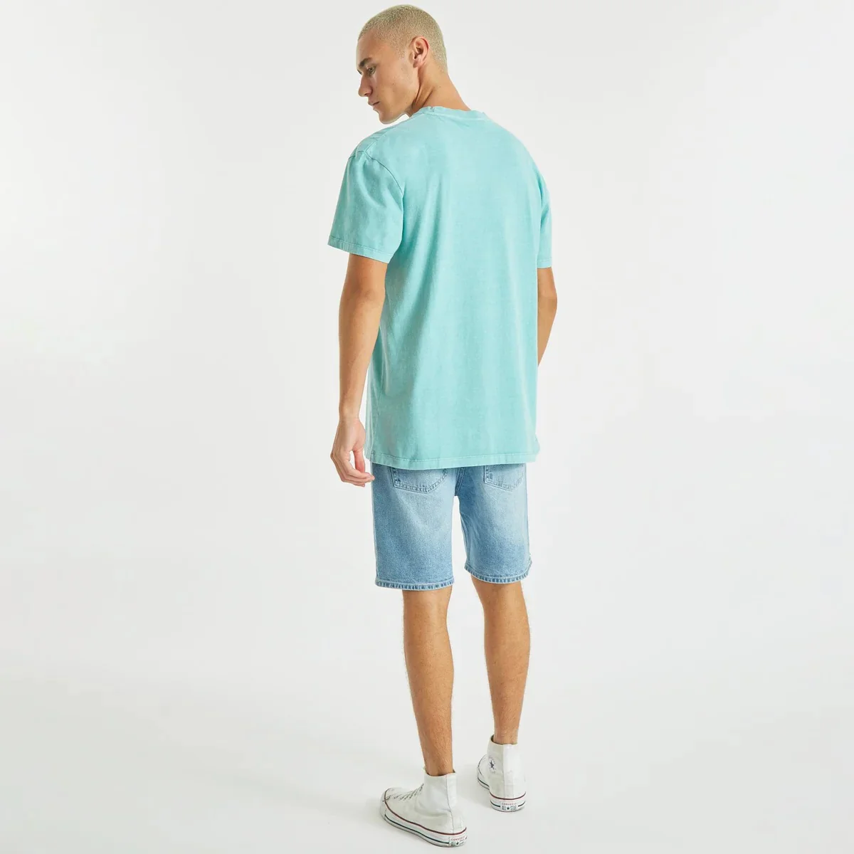 NOMADIC PARADISE Mens Always Relaxed Tee Shirt Pigment Aqua - Image 6