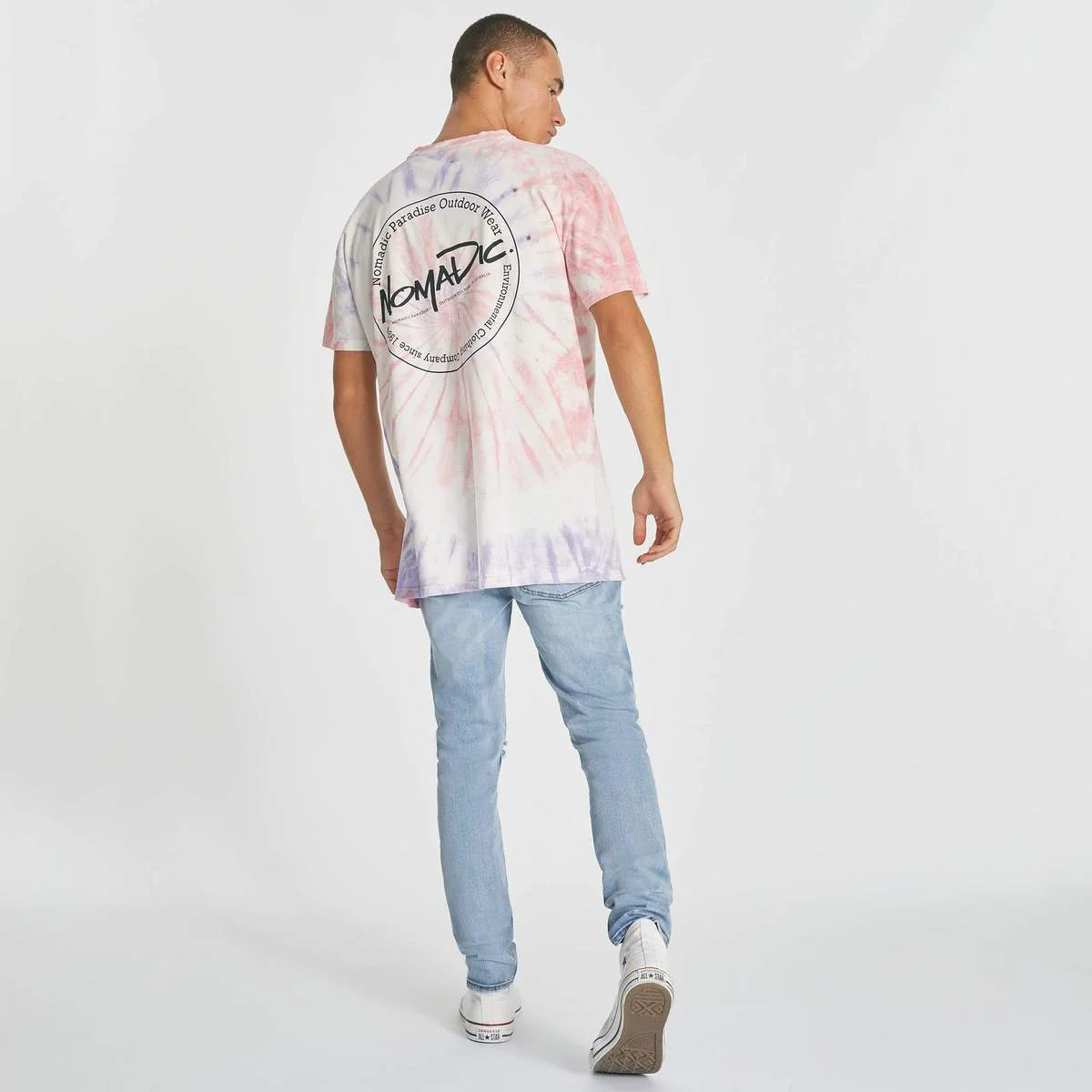 NOMADIC PARADISE Mens Hazy Relaxed Tee - Tie Dye Pastel - Image 2