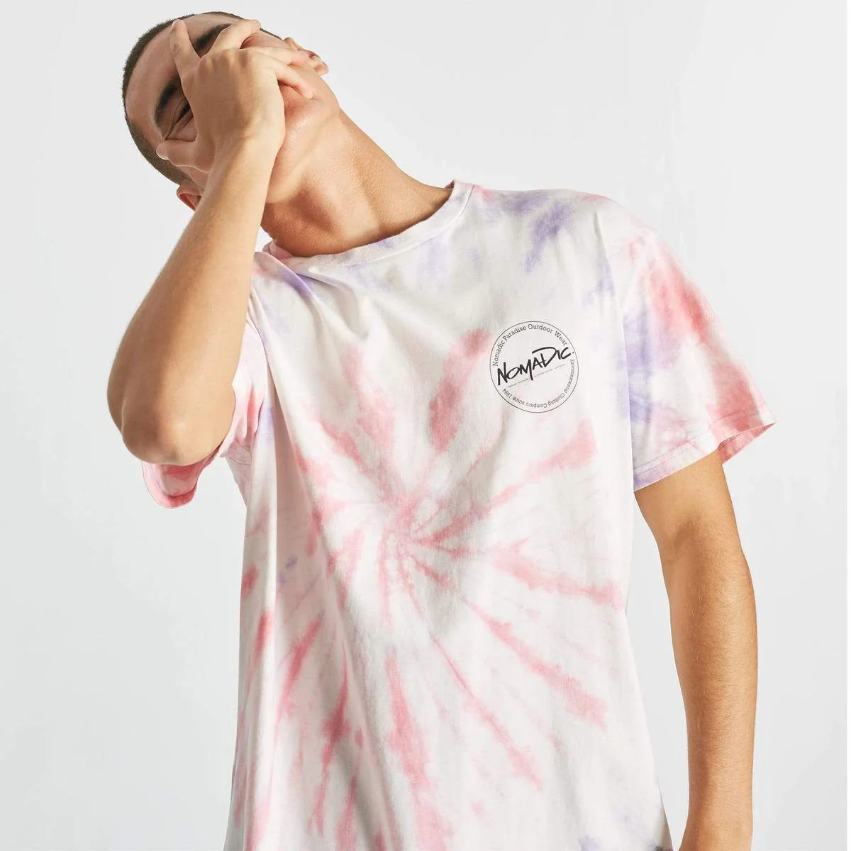 NOMADIC PARADISE Mens Hazy Relaxed Tee - Tie Dye Pastel - Image 4