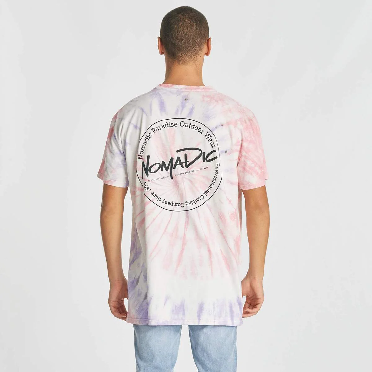 NOMADIC PARADISE Mens Hazy Relaxed Tee - Tie Dye Pastel - Image 5