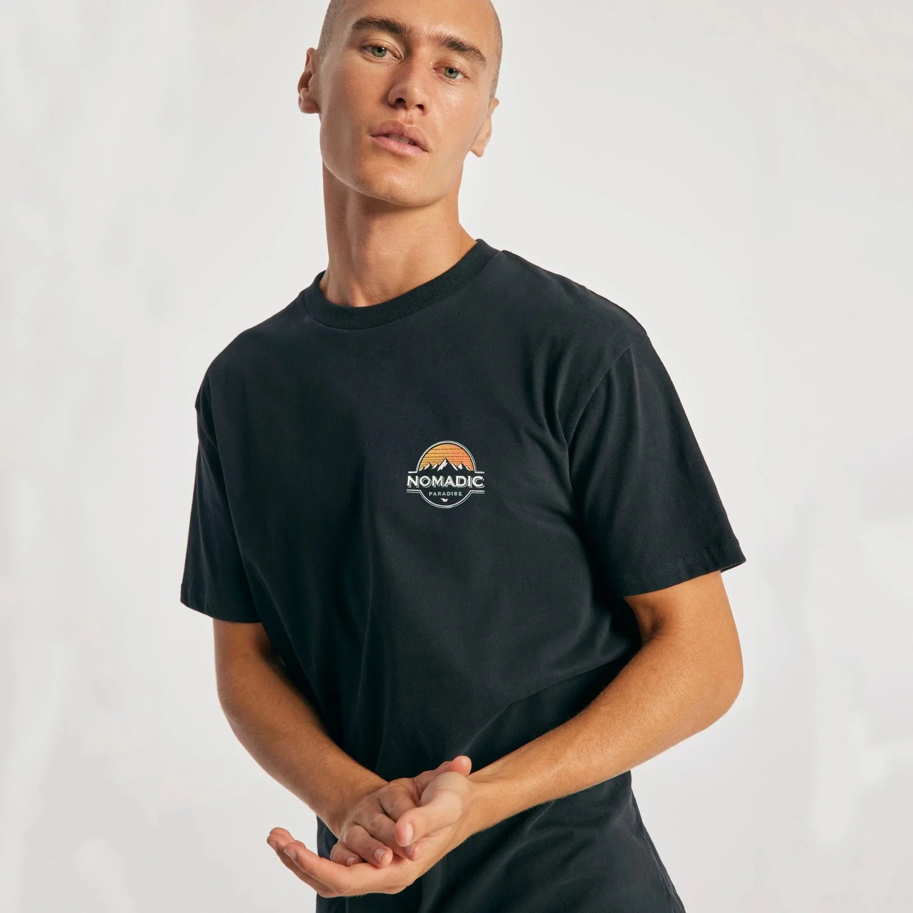 NOMADIC PARADISE Mens Lifestyle Standard Tee Shirt Jet Black - Image 4