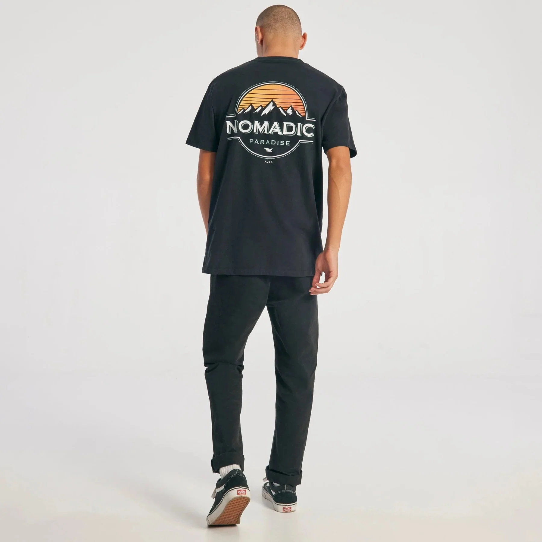 NOMADIC PARADISE Mens Lifestyle Standard Tee Shirt Jet Black - Image 5