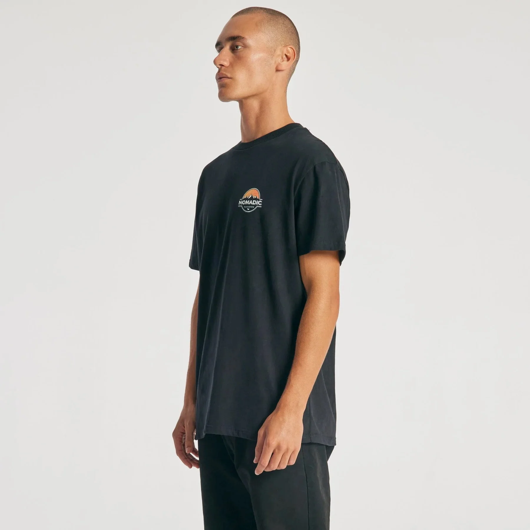 NOMADIC PARADISE Mens Lifestyle Standard Tee Shirt Jet Black - Image 7