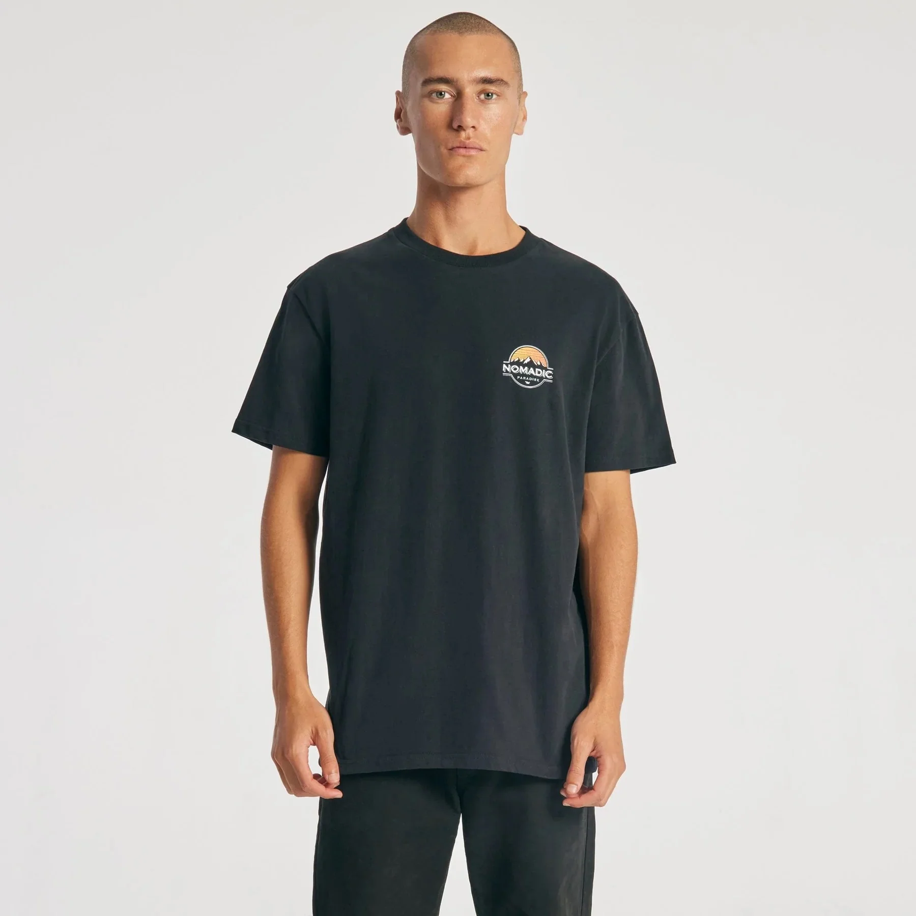NOMADIC PARADISE Mens Lifestyle Standard Tee Shirt Jet Black - Image 8
