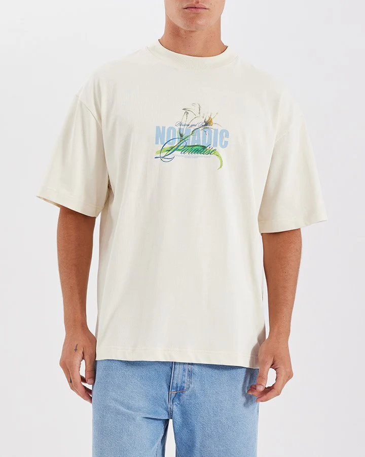 NOMADIC PARADISE Mens Lily Street Tee - Tofu - Image 3