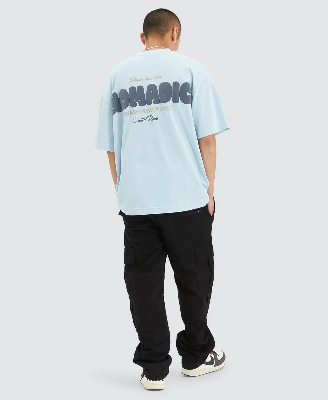 NOMADIC PARADISE Mens Radio Street Tee Baby Blue - Image 6