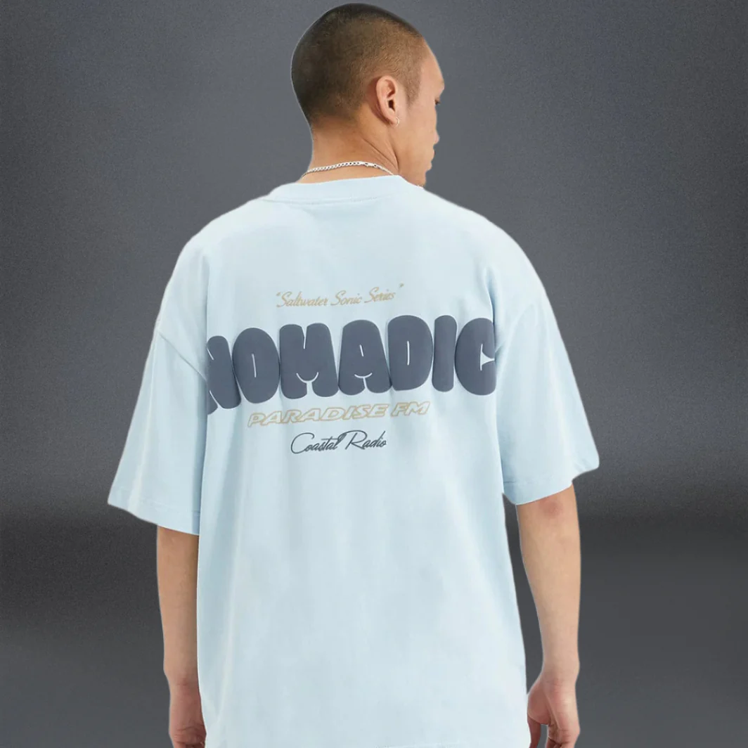 NOMADIC PARADISE Mens Radio Street Tee Baby Blue - Image 7
