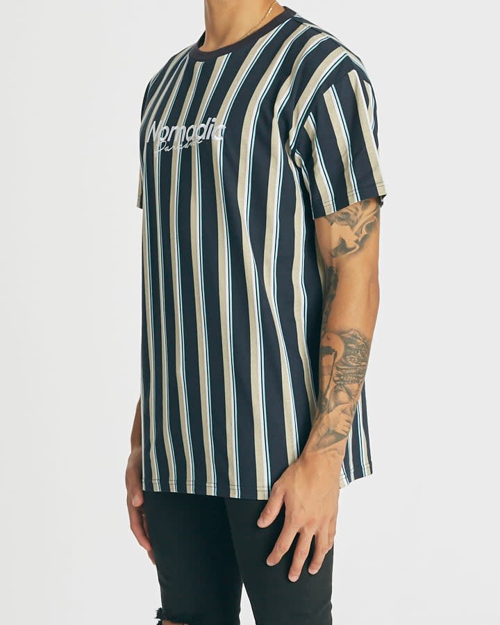 NOMADIC PARADISE Mens Southern Relaxed Fit Tee - Multi Coloured Stripe - Image 2