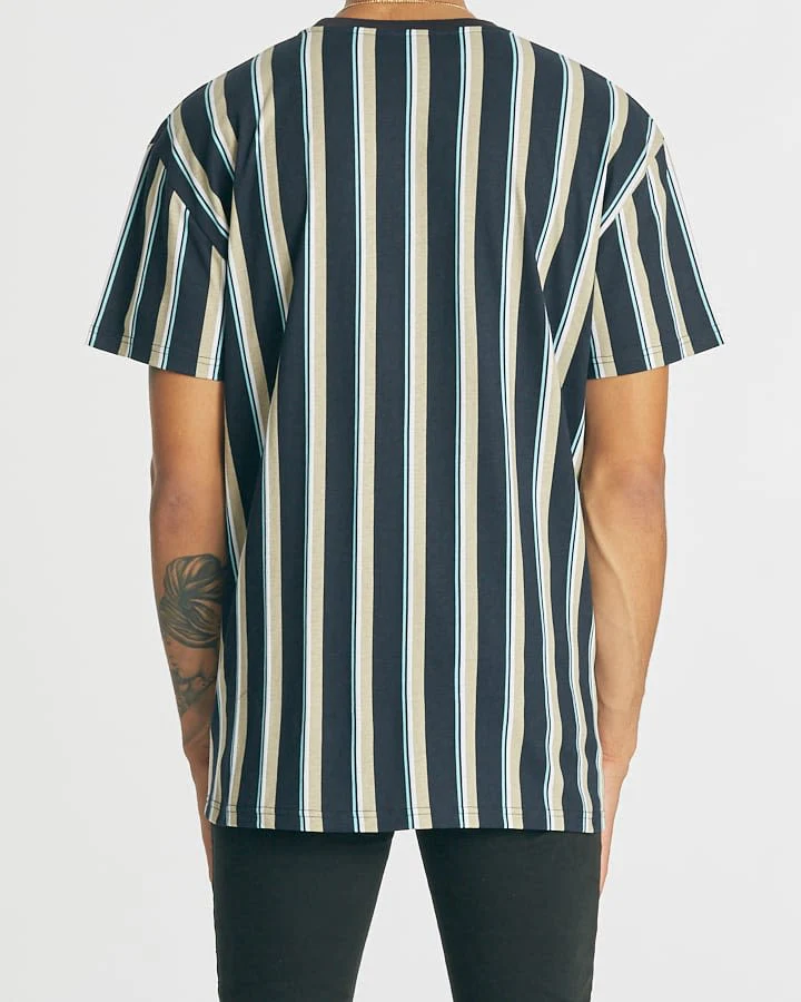NOMADIC PARADISE Mens Southern Relaxed Fit Tee - Multi Coloured Stripe - Image 3