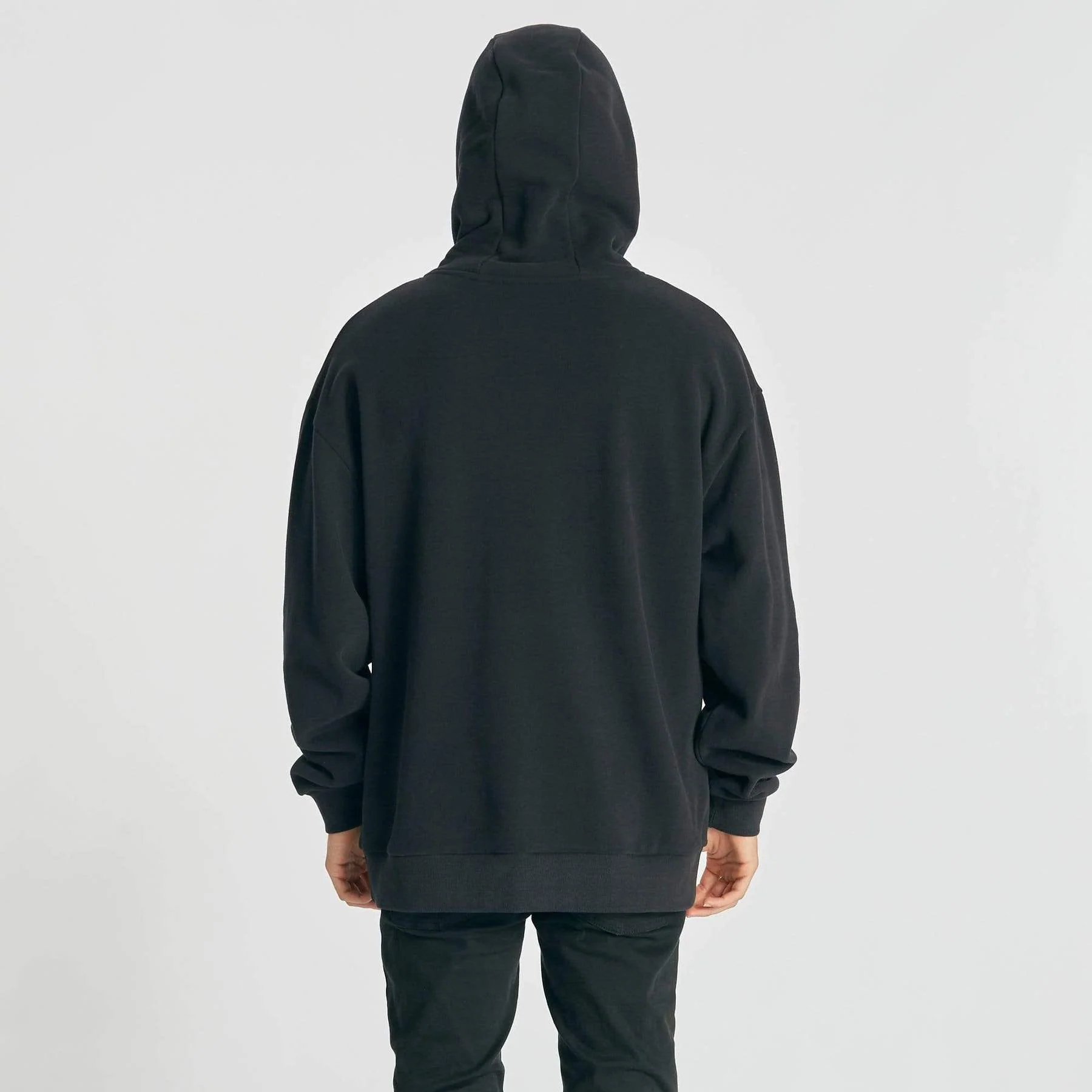 Nomadic Paradise MENS SURREAL RELAXED HOODED SWEATER - JET BLACK - Image 4