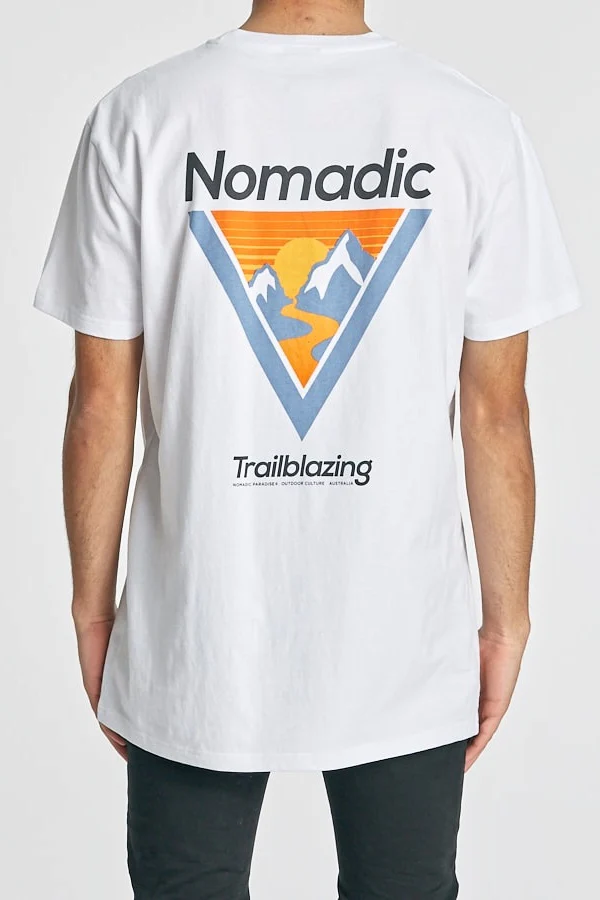 Nomadic Paradise MENS TRAILBLAZING STANDARD TEE - WHITE