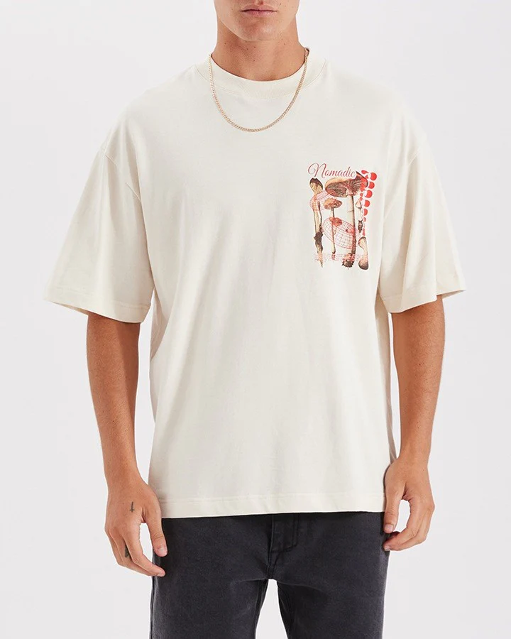 NOMADIC PARADISE Mens Trip Street Tee Shirt - Unbleached - Image 3