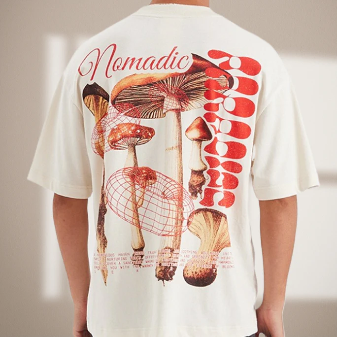 NOMADIC PARADISE Mens Trip Street Tee Shirt - Unbleached - Image 4