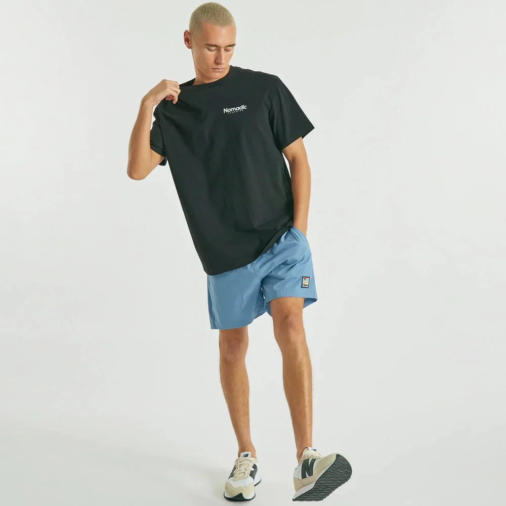 NOMADIC PARADISE Mens Vacation Relaxed Tee Shirt Jet Black - Image 4