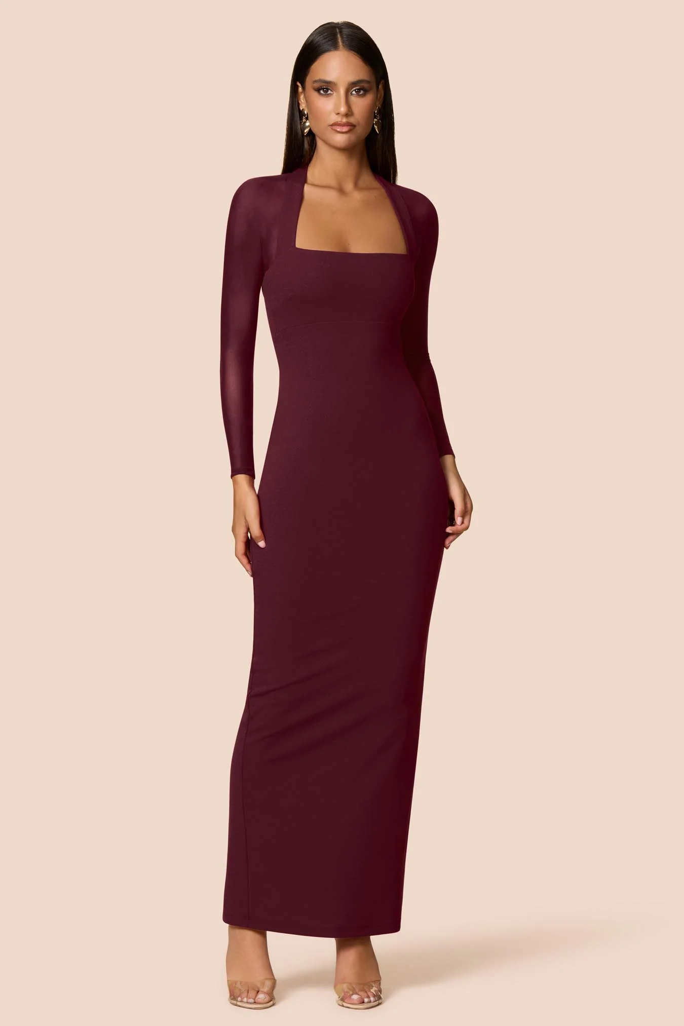 NOOKIE Womens Amore Mesh Maxi in Wine - Image 2