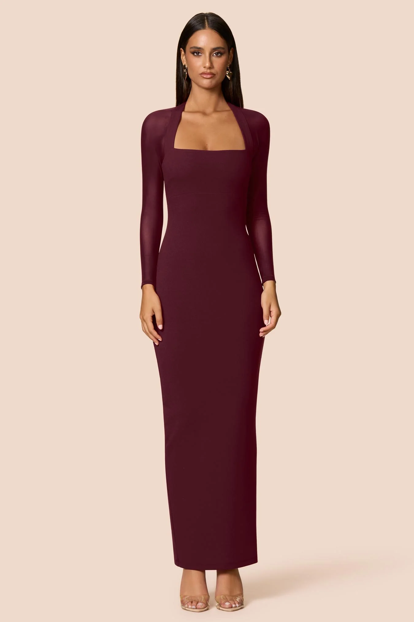 NOOKIE Womens Amore Mesh Maxi in Wine - Image 3