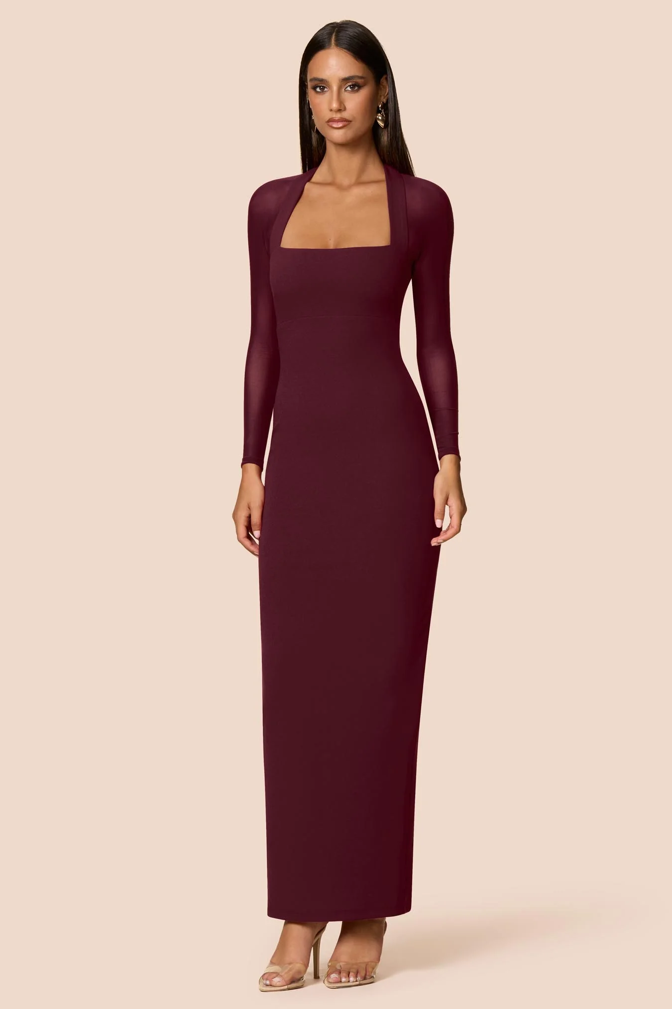 NOOKIE Womens Amore Mesh Maxi in Wine - Image 5