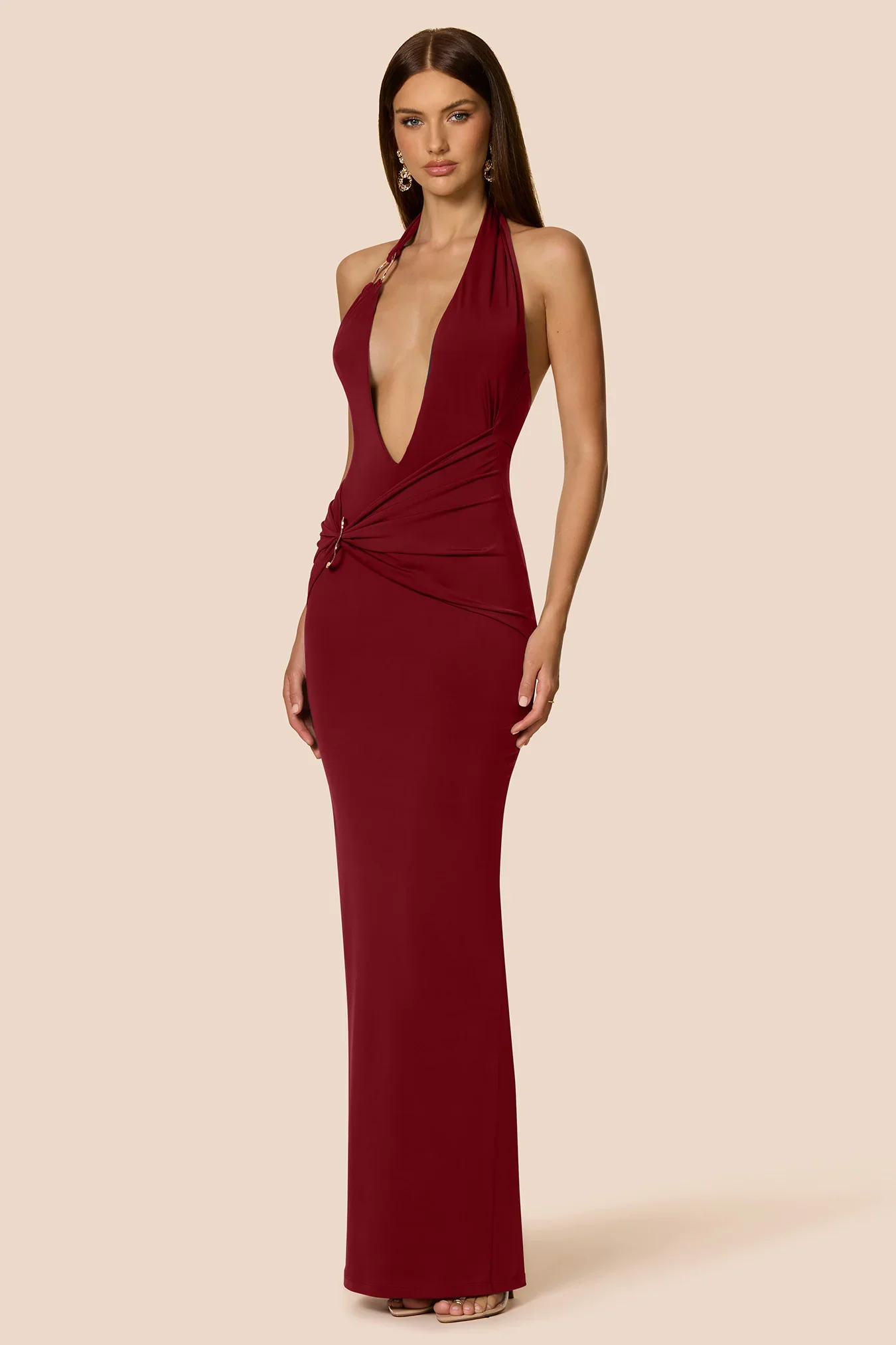 NOOKIE Womens Leonie Halter Maxi in Rouge - Image 2